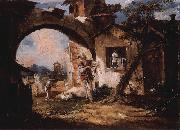 Giovanni Antonio Canal Kurtisane und Soldat oil painting on canvas